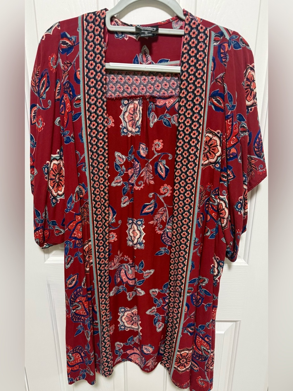 Angie’s Red Floral Boho Kimono Cardigan